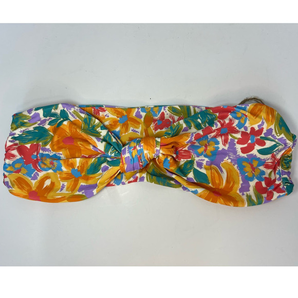 NWT Stone Fox Swim LeLe Bikini Top, Bandeau, Multicolor Floral, size Large - Picture 2 of 13
